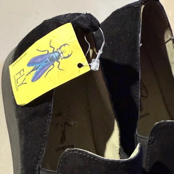 FLY LONDON Women's Black Slip-On Platform PECE406FLY KID SUEDE BLACK,Size 6.5 - Picture 4 of 7